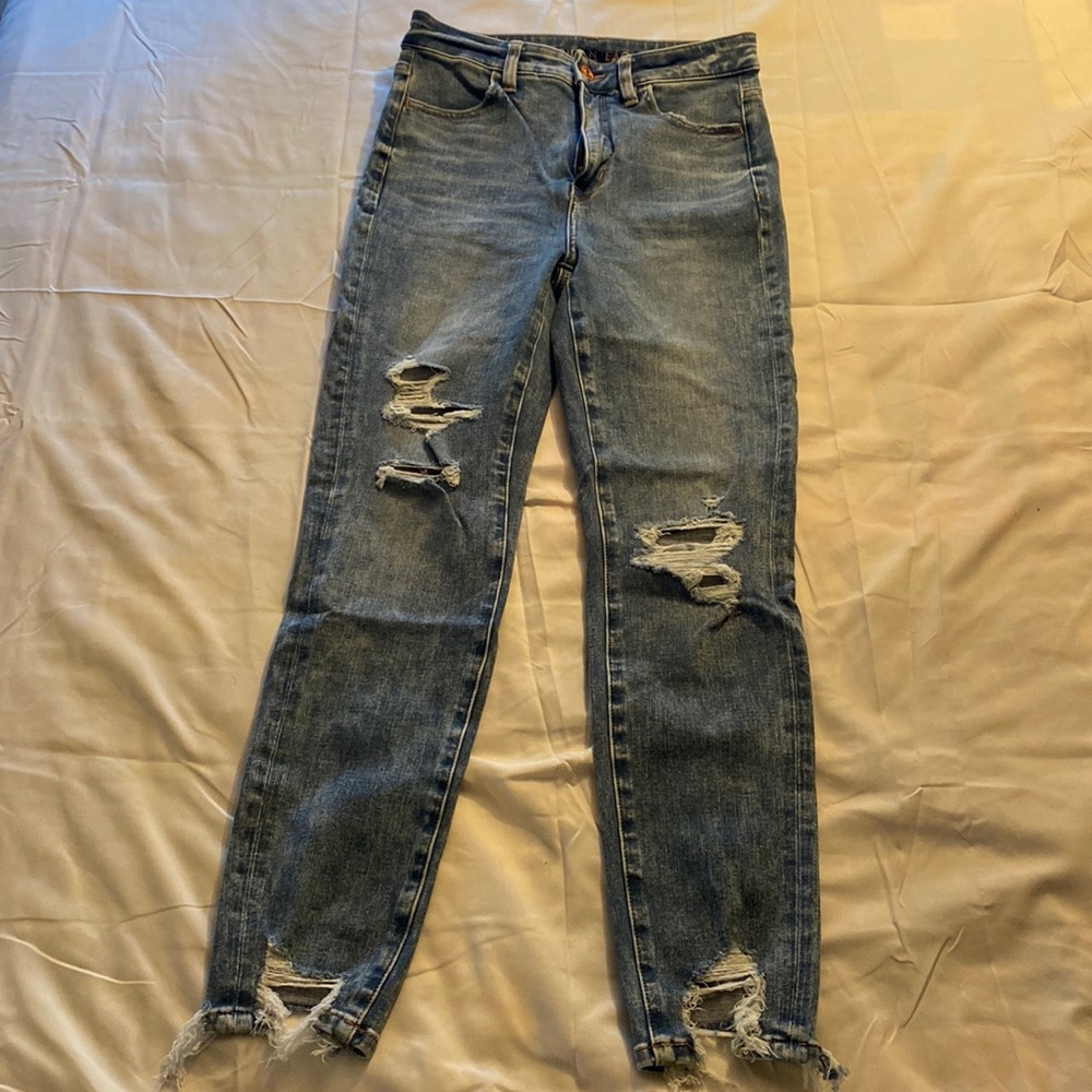 American Eagle Distressed Highest Rise Crop Jeggings